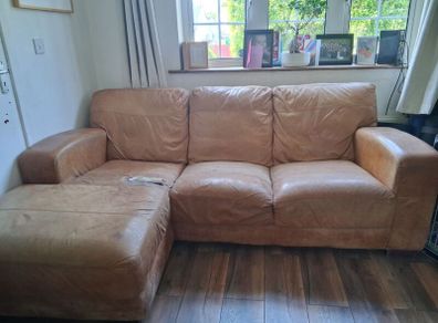 Brown leather couch