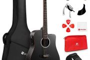 4/4 Electric Acoustic Guitar Full Size with Golden Tuning Pegs, Starter Kits Cutaway Electroacoustic Guitar Set for Beginner Adults Teens Students, Black (FREE SHIPPING)