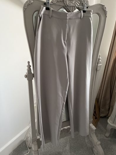 Fab Light Grey Wide Leg Trousers size 12