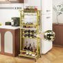 4-Tier Liquor Cabinet with wheels,Wine Rack Freestanding Floor, Bar Cart for Liquor Whiskey Wine,Versatile Wine Bottle Display Shelf,Mini Bar for Home Living Room,White Image 9
