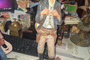Large Vintage Hand Painted Western Cowboy or Gunslinger Sculpture created by artist Michael Garman, Postage available or Collection,