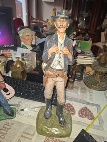 Large Vintage Hand Painted Western Cowboy or Gunslinger Sculpture created by artist Michael Garman, Postage available or Collection,