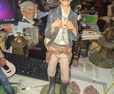 Large Vintage Hand Painted Western Cowboy or Gunslinger Sculpture created by artist Michael Garman, Postage available or Collection,