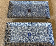 A Set of 2 Sousaku Japan ceramic rectangular sushi plates/ trays