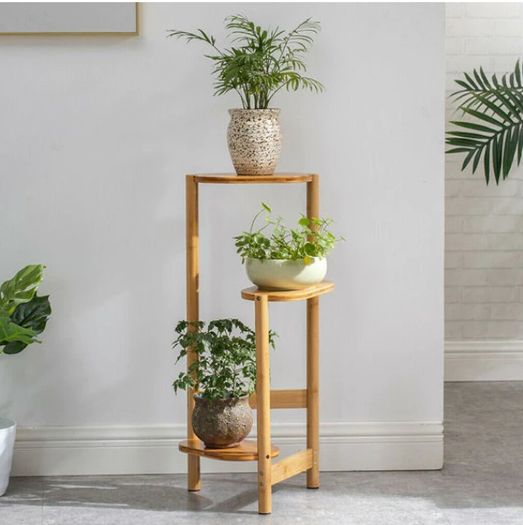 3-Tier Bamboo Plant Stands Indoor, Plant Stand Holder, Corner Plant Shelf, Plant Display Rack for Corner Balcony and Bedroom