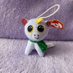 Ty Beanie Boo Mini Keychain Nicky White Unicorn