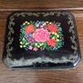 Vintage Pretty Black floral Tin M&S 1985 Image 4