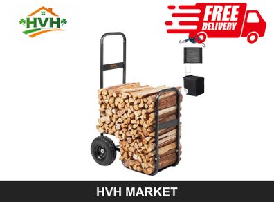 Firewood Log Cart 113kg with PU Wheels