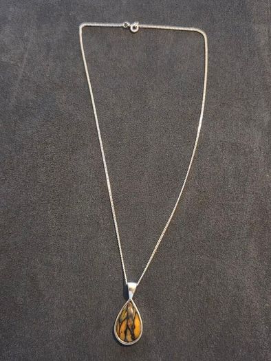 925 Sterling Silver Fruit Jasper Pendant Necklace