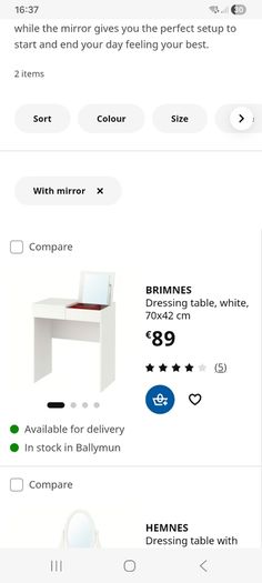 White Ikea dressing table