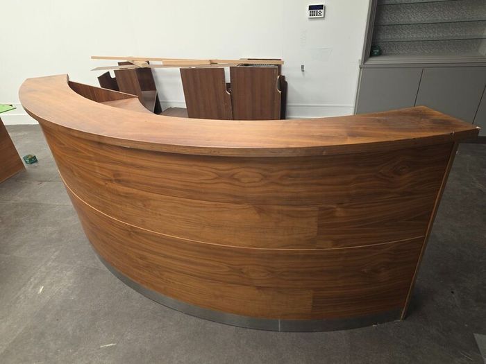 Large Curved Wooden Reception Desk / Shop Counter
