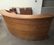 Large Curved Wooden Reception Desk / Shop Counter