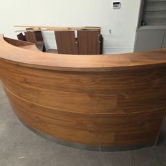 Large Curved Wooden Reception Desk / Shop Counter
