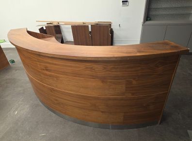 Large Curved Wooden Reception Desk / Shop Counter