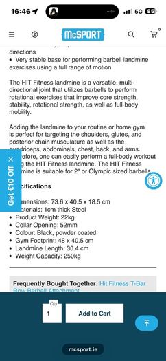 Full Commercial Gym Landmine Heavy Duty Unit!!