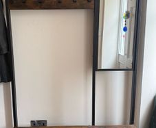 Clothes Rack with Hooks + Mirror