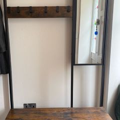 Clothes Rack with Hooks + Mirror