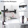 Dual Monitor Stand for 13-27 inch LCD LED PC Screens, Ergonomic Double Monitor Mount Stands for Desks, Height Adjustable Dual Monitor Arm Bracket Image 4