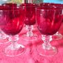 Piece Ruby Red Glass Stemmed Goblets Image 5