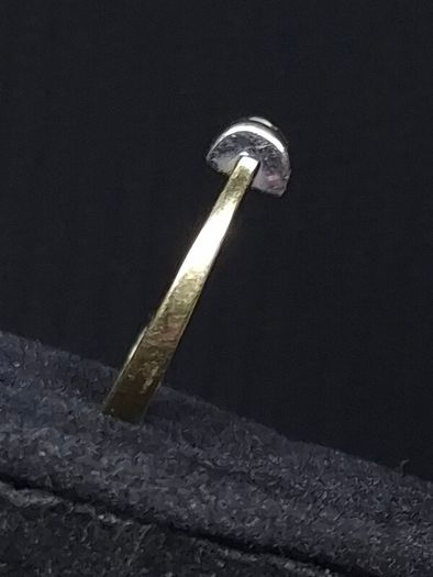Vintage 18ct Gold Modernist Diamond Ring Two Tone Size 54.5