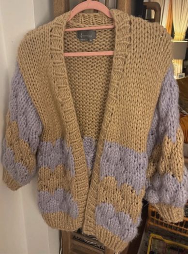 Anthropologie X Free People Cozy Clouds Style Chunky Texture Striped