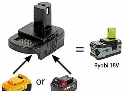 Battery Converter Adapter USB  For RYOBI Convert DEWALT 18-20v Milwaukee  to 18V Battery Adapter