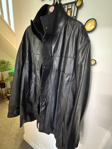 Vintage Italian Leather Coat Matrix Style XXL