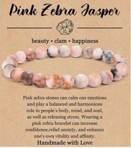 Bracelet - Semi Precious Stones - Pink Zebra Jasper - increase confidence
