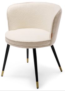 Modern White Faux Lamb Wool Chair With Gold Leg Ends
