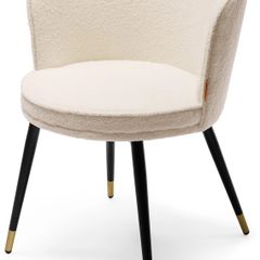 Modern White Faux Lamb Wool Chair With Gold Leg Ends