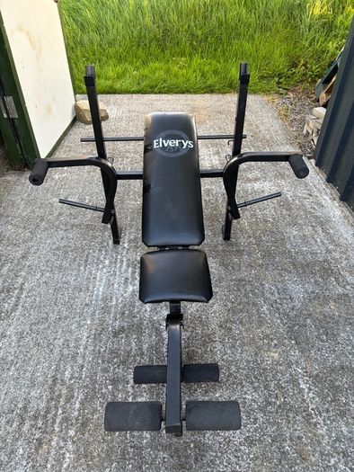 Elverys Weight Bench with Barbell Rack & Leg Extension