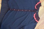 Navy And Coral Pink Blouse