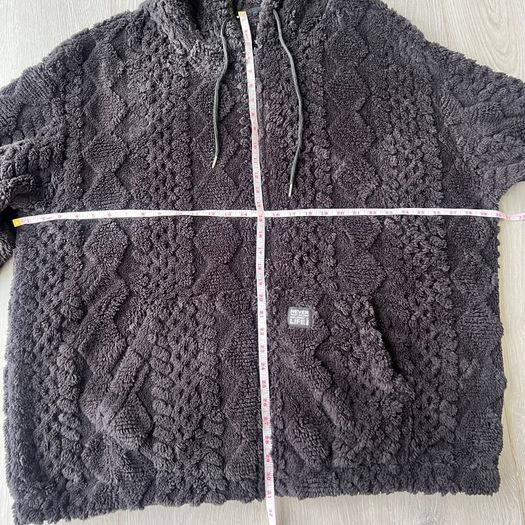 Mens 3XL Black Teddy Fleece Sherpa Hoodie Jacket