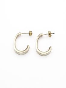 Vintage Signed M&S Sterling Silver Hooped Stud Earrings