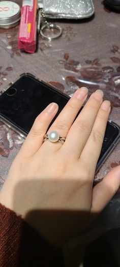 Perlaviva Genuine Freshwater Pearls in Rhodium-Plated 925 Silver Ring