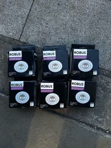 robus down lights brushed stainless x 6