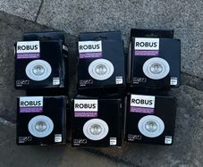 robus down lights brushed stainless x 6