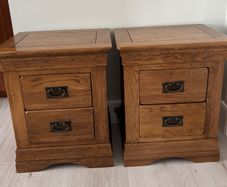 Pair of Rustic 3-Drawer Solid Oak Bedside Tables/Lockers