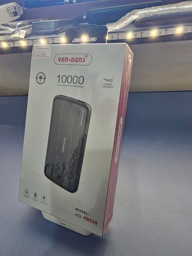 Power Bank Latest Ven dens VD-PB036 10000mAh 2A Fast charging high quality portable lightweight design In Black Colour.