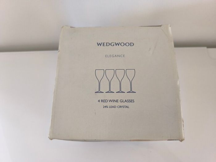 Wedgwood Elegance 24% Lead Crystal Red Wine Glasses Set of 4  Boxed