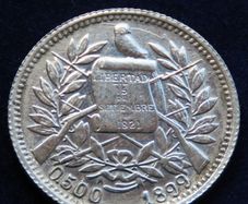 High grade Silver Real 1899 mint errors coin Guatemala