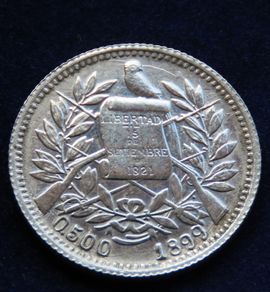 High grade Silver Real 1899 mint errors coin Guatemala
