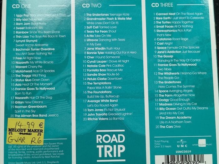 Various - Road Trip 3xCD (2014) 60 Track Compilation Rock Pop Hits EX+