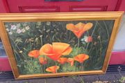 Oil painting poppies free postage