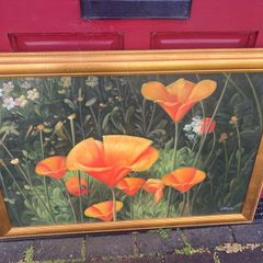 Oil painting poppies free postage