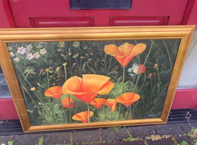 Oil painting poppies free postage