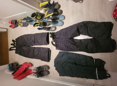 kids raincoat, boots, snow trousers etc