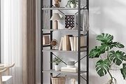 NEW SALE | 6 Tier Bookshelf, Standing Bookcase with 2 X-shape Strips,Metal Mesh Side Panels, 8 S-shaped Hooks, Industrial Storage Rack for Office, Living Room