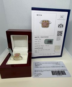 Gold 9K (375) Tri Colour Gold SGL Certified Natural Pink Diamond, Natural Yellow Diamond & Natural White Diamond