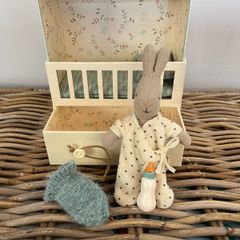 Maileg baby room with baby bunny and accessories
